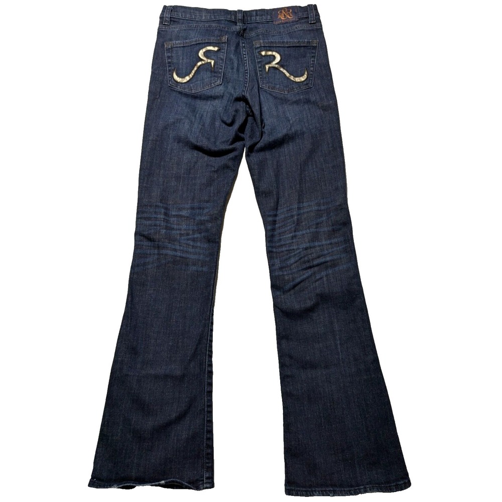 ROCK &‎ REPUBLIC KASANDRA BOOT Women 10 Stretch Denim Embroidered Blue Jeans